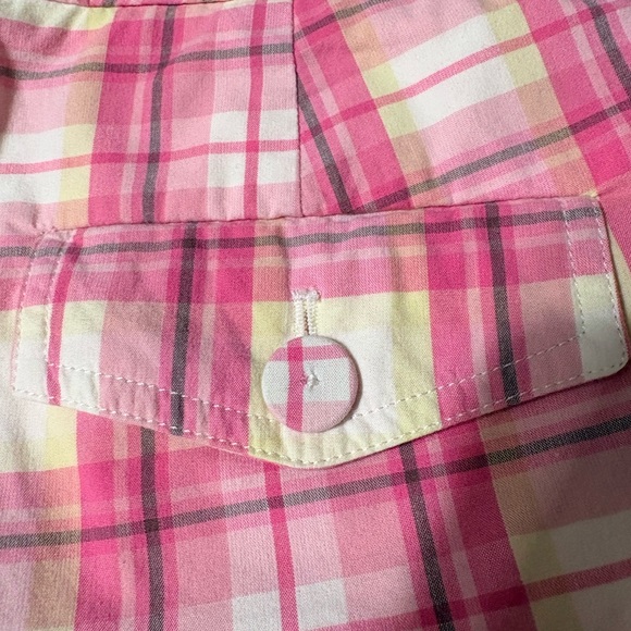 Talbots Vibrant Pink and Yellow Plaid Walking Shorts Pockets Side and Back. 10 - Picture 5 of 10